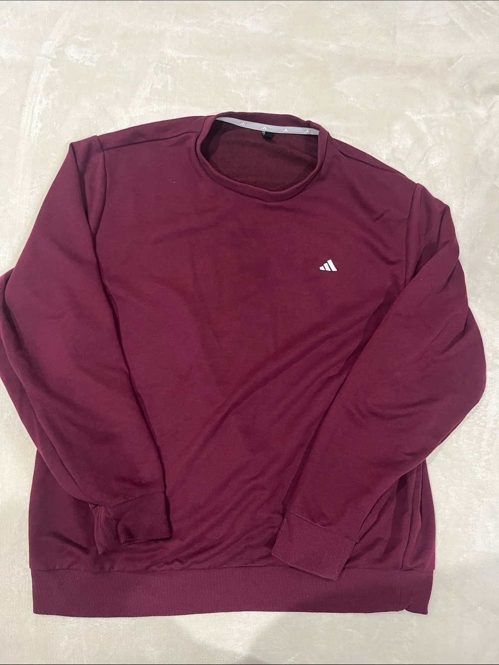 adidas Burgundy Crewneck Sweatshirt with Small White Logo
